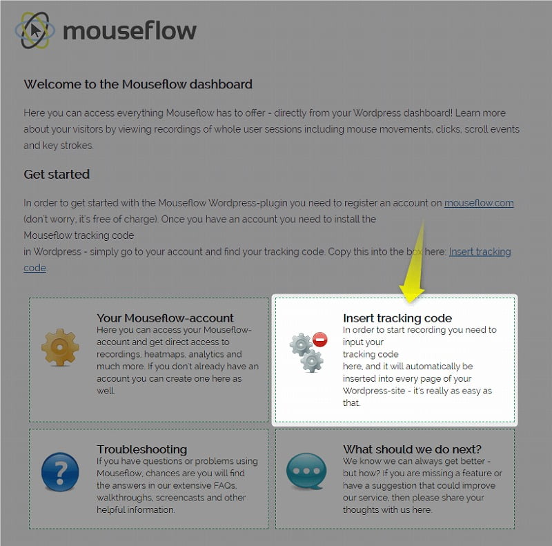MouseflowのInsert tracking code
