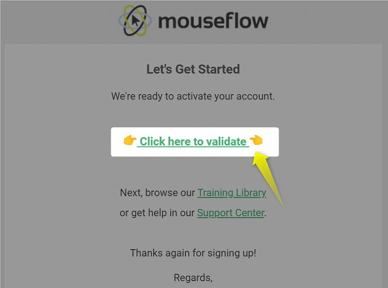Mouseflowのメールを開いたイメージ
